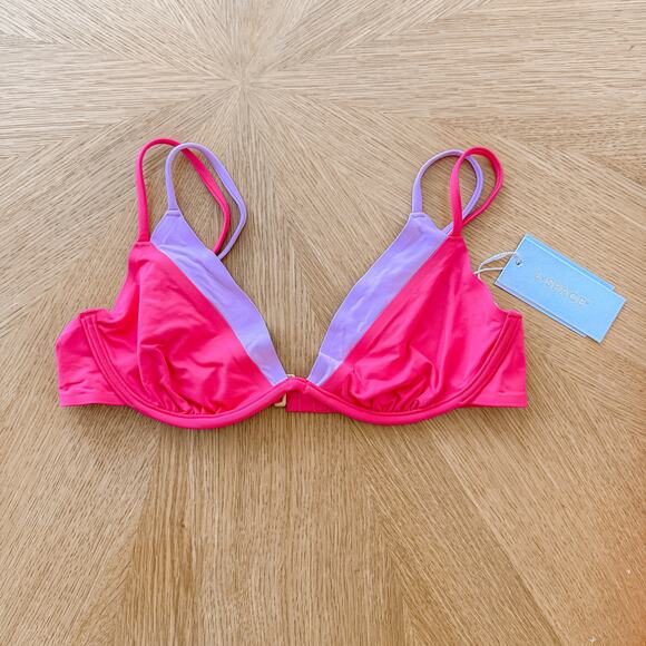 L Space Bikini Top Womens Medium Pink Fused Zendaya Color Block Barbiecore NWT - Picture 3 of 6